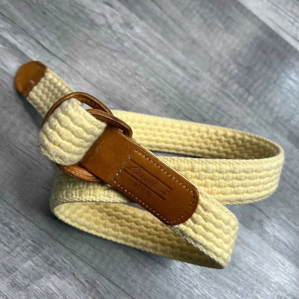 Woven Fabric Leather Belt Size Medium Eddie Bauer Costal Cowgirl